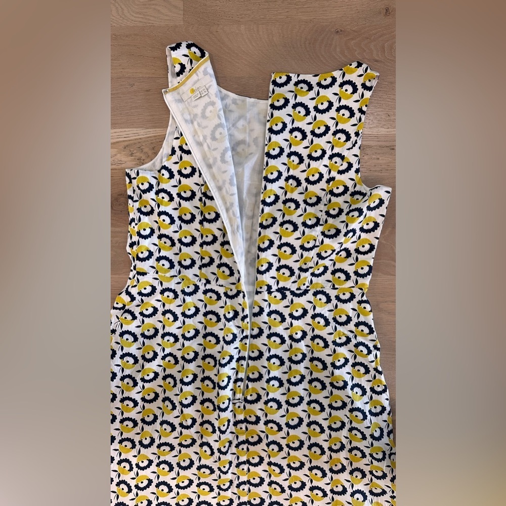 Boden Yellow and Navy Printed Sleeveless Midi Dress - Picture 8 of 10